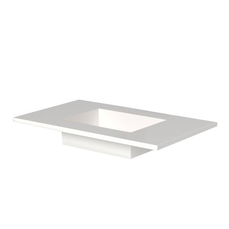 Castello Usa Serenity 36" Solid Surface Vanity Top in White with No Faucet Hole CB-GM-2066-36-C-NH